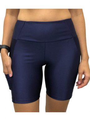BERMUDA FEMININA COM BOLSO LATERAL MARINHO