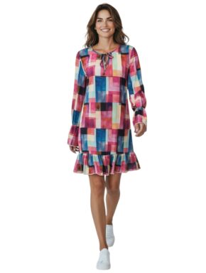 Vestido curto Manga longa com babado Lassi