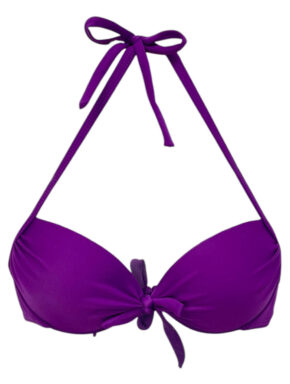 Top de biquíni meia taça com bojo e laço frontal Lisos