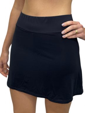 Shorts-Saia Feminino com bolso interno e cós largo preto