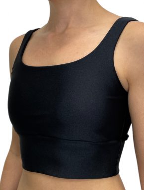 Top Regata Feminino Com Cós Alongado Alças Grossas e Bojo removível Preto