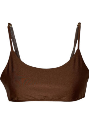Top básico de biquíni com alças reguláveis e bojo removível Cappuccino