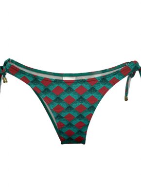 Tanga de biquíni com laço na lateral Chess verde