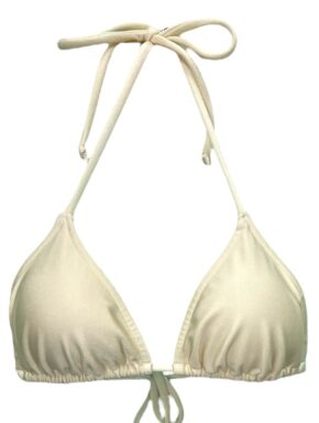 Top de biquíni cortininha com bojo removível Off White