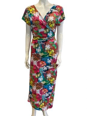 Vestido Midi Transpassado aquarela