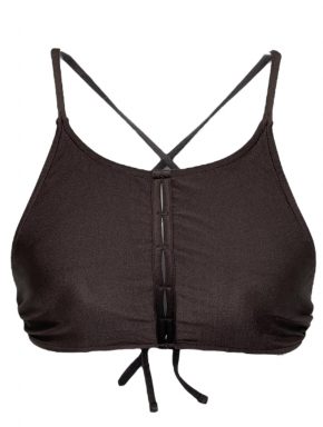 Top de biquíni modelo cropped com detalhe frontal sem bojo liso