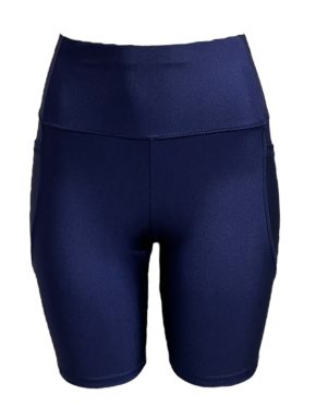 Bermuda feminina ciclista com bolsos laterais marinho