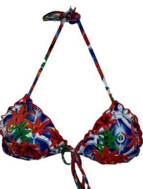 Top de biquíni cortininha com babadinho e bojo removível Caribe