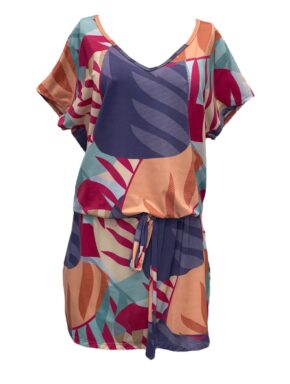 Vestido curto com amarração na cintura e decote V Twist 386