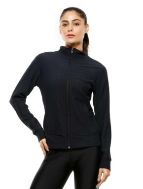 Jaqueta Fitness com Gola e Bolsos Cores