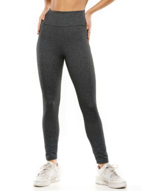 Calça Legging feminina Fitness com cós largo Mescla