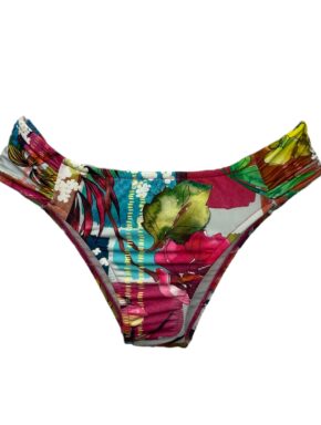 Tanga de biquíni lateral média com detalhe drapeado Aquarela