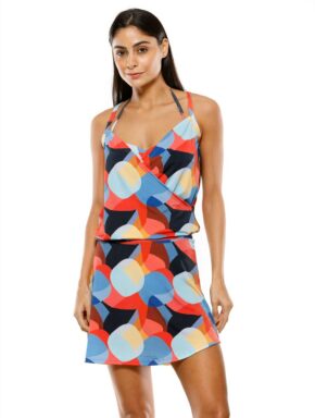 Vestido curto com alça fina e transpassado na frente Positano