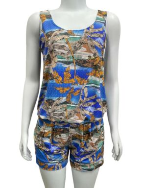 Macaquinho Regata Curto Com Amarração na Cintura Sky