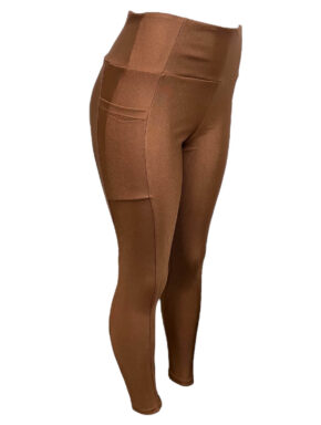 CALÇA LEGGING FEMININA COM BOLSO LATERAL Cappucino