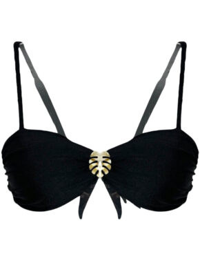 Top de biquíni tomara que caia com fivela alças removíveis Preto