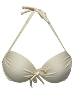 Top de biquíni Meia taça com laço Off White
