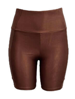 Bermuda feminina com bolsos laterais e o cós largo anatômico Lyon Cappuccino