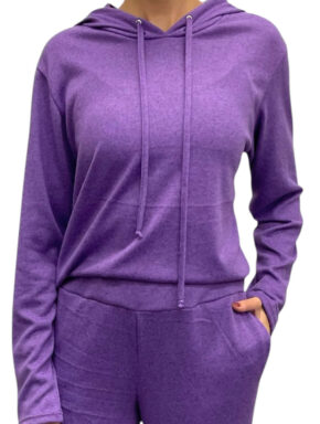 Blusa com Capuz em Malha Lanzinha Lilás