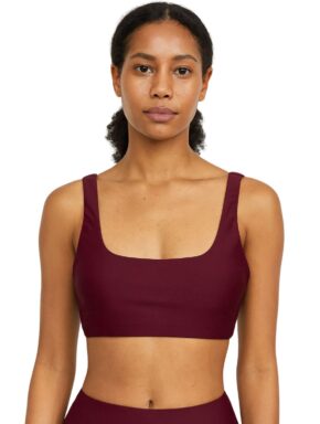 Top Camiseta Fitness Alça Larga Borgonha