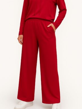 Calça Pantalona em Fleece Vermelha