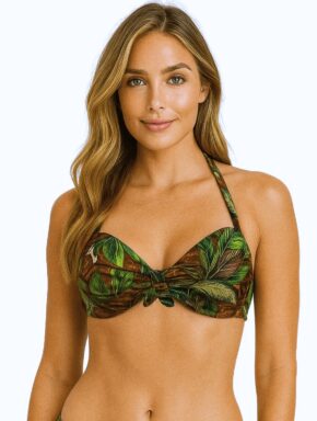 Top de Biquíni Meia Taça com Bojo e Laço Frontal Ilha Bela