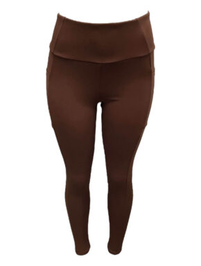 CALÇA LEGGING FEMININA cós largo COM BOLSO LATERAL Cappucino