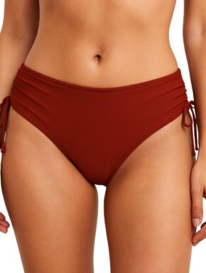 Tanga de biquíni com detalhe franzido na lateral lisa