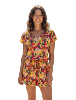 Vestido curto com amarração na cintura Vitamina